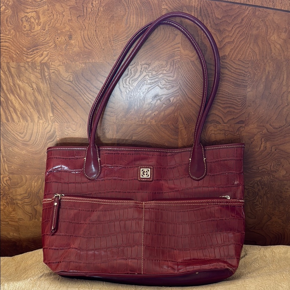 2000s Crocodile Bag in red by Gianni Bini